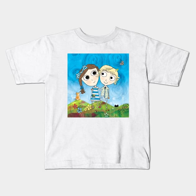 Happy - Eliza and Boo Kids T-Shirt by helengarvey